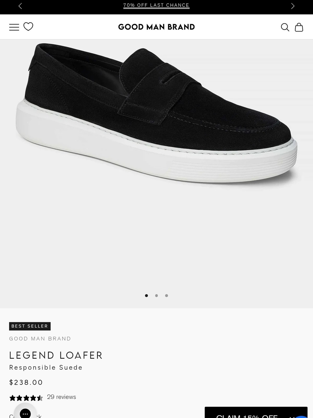 Good Man Brand Legend Loafer Men's Black & White US 11 NWT